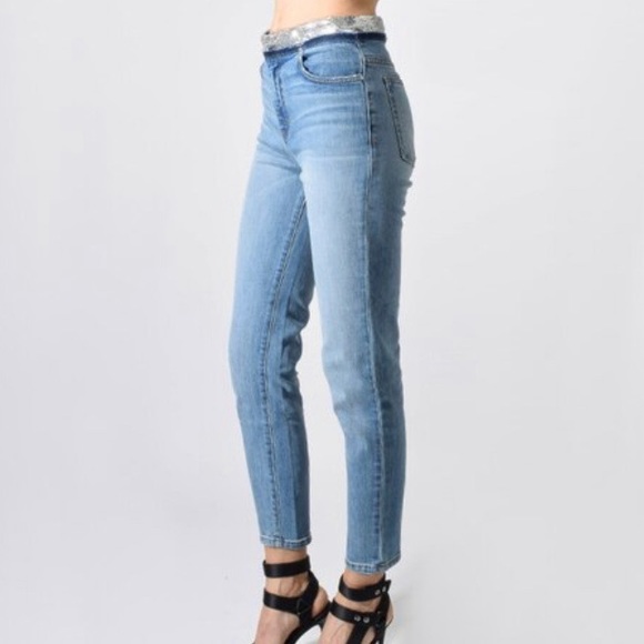 🎁 IRO Jones Sequin-Waist cropped Jeans - Picture 3 of 7